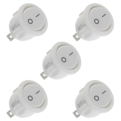 Imagen de HUAREW Interruptor basculante ON/OFF KCD1 Mini redondo SPST 2Pin Snap in Latching con cables pre cableados AC 6A/250V 10A/125V, para coche barco (5 piezas)