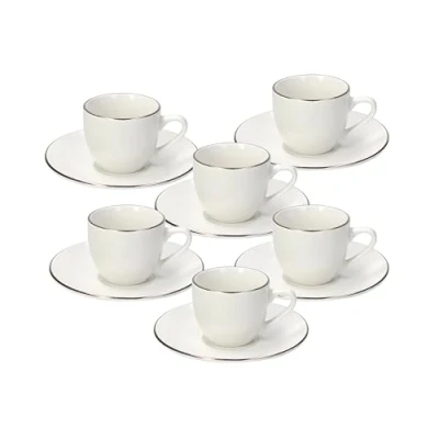 Imagen de Tognana Fascetta Oro, paquete de 6 tazas café con platillo, porcelana, blanco