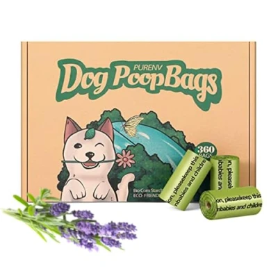 Imagen de PURENV 360 Biodegradables Bolsas Caca Perro, Extra Gruesa Prueba de Fugas Hecho la Mezcla almidón maíz (360 Bolsas)