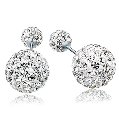 Imagen de Infinite U 925 de plata ley Austria Tribal doble cara cristal 10 mm pelota Juego pendientes postes para mujer estilo Lhasa Apso múltiples
