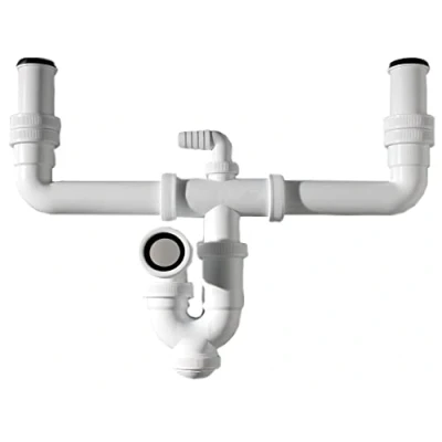 Imagen de S&amp;M 750274 Sifón Doble Curvo con desagüe lavadora/lavavajillas Ø 1 ½ x 40 mm