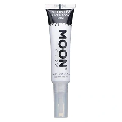 Imagen de Moon Glow Pintura facial y corporal UV neón con aplicador de brocha Blanco 15 ml (Paquete 1)