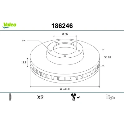 Imagen de VALEO Disco de freno VOLKSWAGEN: GOLF 3, 2, 1 Cabriolet, SEAT: Ibiza Córdoba I Berlina, TOLEDO Eje delantero 20mm 4Taladro(s) ventilado