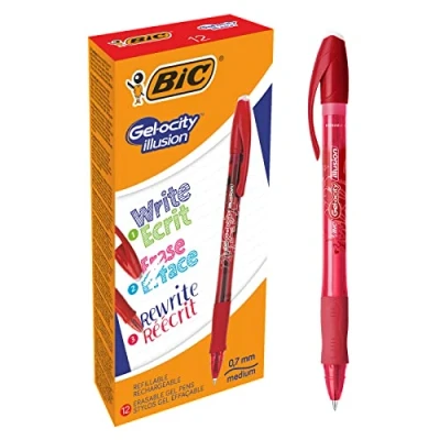 Imagen de BIC Gel ocity Illusion bolígrafos de Borrables punta media (0,7 mm) Rojo, Caja 12 unidades