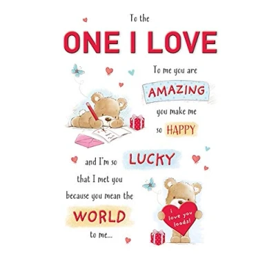 Imagen de Piccadilly Greetings Tarjeta de felicitación cumpleaños con texto en inglés &quot;One I Love&quot;, color blanco, 22,8 x 15,2 cm
