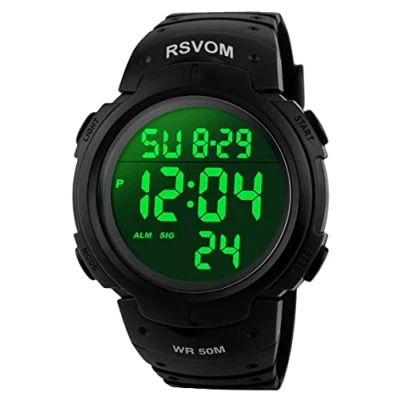Imagen de Relojes Digitales para Hombre, Reloj Deportivo Resistente al Agua de 5 ATM con Alarma/cronómetro, Pulsera Militar Esfera Grande Negra Correr