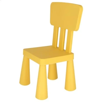 Imagen de WELL HOME MOBILIARIO &amp; DECORACIÓN Silla infantil amarilla en plástico fuerte y resistente, L:38 cm x F:35 H:67