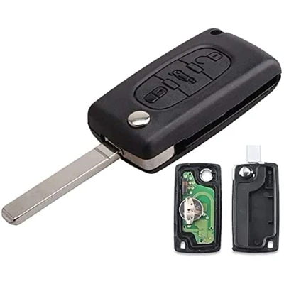 Imagen de Llave Completa con electrónica para programar Citroen C1 C2 C3 C4 C5 C6 C8 Xsara Picasso Peugeot 207 208 307 308 407 807 3008 5008 3 Botones Cofre CE0523 Mando a Distancia sin Frenos @Pro Plip…