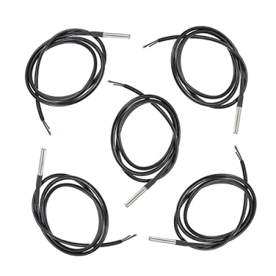 Imagen de HALJIA 5PCS Sensores de Temperatura Impermeables 18B20 Transductor Digital 1 m, Cable Resistencia Térmica con Sonda Acero Inoxidable para Arduino Raspberry Pi