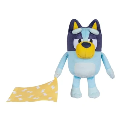 Imagen de Bluey Sleepy Time Peluche de 13 pulgadas con manta, presiona el abdomen para escuchar 7 frases divertidas, canta junto a la canción temática, tan suave fabricado telas lujo y costuras