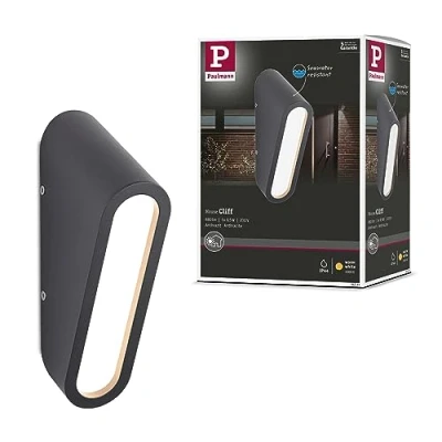 Imagen de Paulmann 94733 Luminaria exterior LED aplique Cliff resistente al agua de mar IP44 64x116mm 3000K 9,5W 300lm 230V antracita, aluminio, blanco cálido