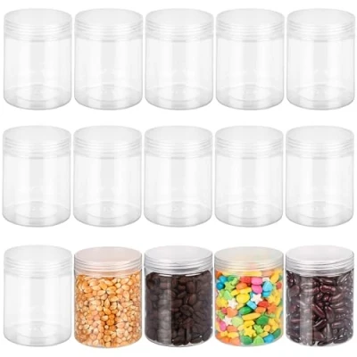Imagen de Belle Vous Pack de 15 Botes Plastico Transparente con Tapas 240 ml Tarros Redondos Vacíos Libres BPA Recipientes para Alimentos, Slime, Especias Secas, Frutas y Viajes