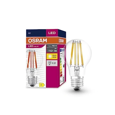 Imagen de OSRAM Valor de estrella LED Lámpara clásica A100 para enchufe E27, forma pera, FIL, 1521 lúmenes, blanco cálido (2700k), reemplazo bombillas convencionales 100W, 10 paquetes
