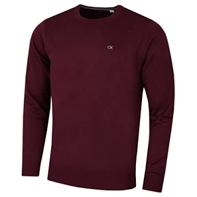 Imagen de Calvin Klein Hombre Crew Cuello Soft Algodón Suéter Borgoña Francesa XL