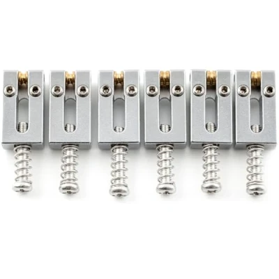 Imagen de Musiclily Ultra 10,5mm Moderno Latón Roller Selletas de Puente para Guitarra Eléctrica tipo Strat Tele, Cromado(Set 6)