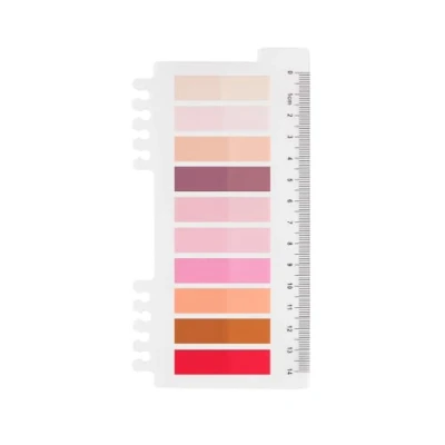 Imagen de 200 pestañas adhesivas para notas adhesivas, estilo gris, autoadhesivas, pastel, escribir, con regla marcar páginas (C unidades rosa clara)