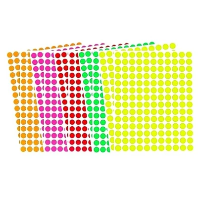 Imagen de Neon étiquettes à code couleur 3/20,3 cm Round 10 mm Dot Stickers 5 couleurs Dots Label 1 ronds Autocollant