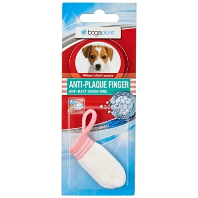 Imagen de Bogar Bogadent cepillo de dientes antiplaca para perros, tecnología patentada iones plata, perros en forma dedo, eliminador sarro, accesorio 1 unidad
