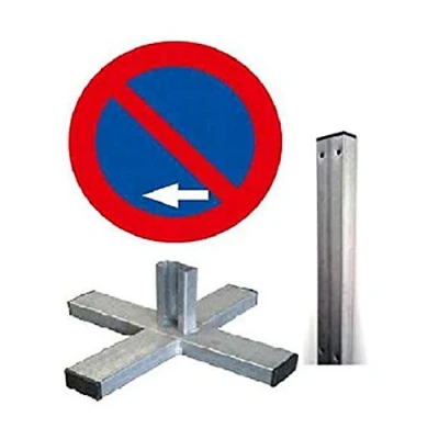 Imagen de Señal Chapa plana R 308 g Prohibido aparcar izquierda con poste 1,5 mt y cruceta