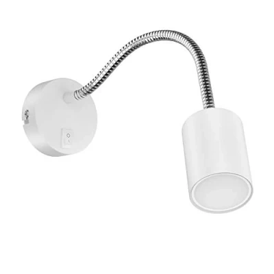 Imagen de ledscom.de lámpara de lectura WAIKA con cuello cisne e interruptor blanco mate + LED GU10 3 pasos regulación: máx. 609lm cada una