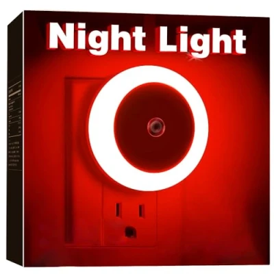 Imagen de FanFuGuo® 3 Piezas Rojo Luz Nocturna Led Infantil Enchufe,Luz Sensor crepuscular enchufe LED, Encendido/Apagado automático,Luz de Noche para niños, Escalera, Dormitorio, Cocina, Baño