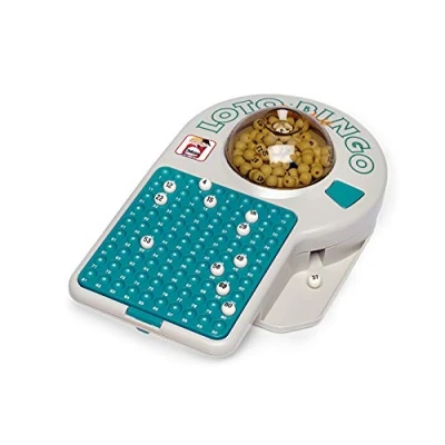 Imagen de Chicos Bingo Lotería Electrónica 24 cartones y 90 Bolas Juego de Mesa Familiar Incluidas fichas Juego, Blanco Verde (22302)