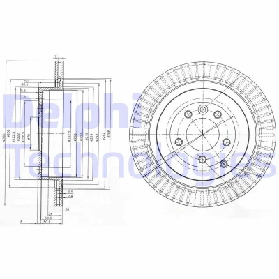 Imagen de DELPHI BG3925C Disco de freno 350 20 5 ventilado revestido sin procesar cojinete rueda, anillo sensor ABS LAND ROVER: Range Rover Sport