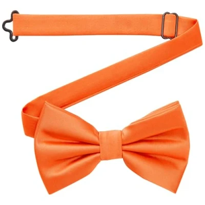 Imagen de DonDon pajarita para hombre hecha a mano con aspecto de seda 12 x 6 cm Naranja