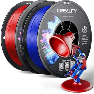 Imagen de Creality Filamento PETG 1.75mm, Fuerte Tenacidad, Inodoro, Mejor Fluidez, Impresora 3D Precisión Dimensional +/ 0.03mm, 2KG Rojo+Azul