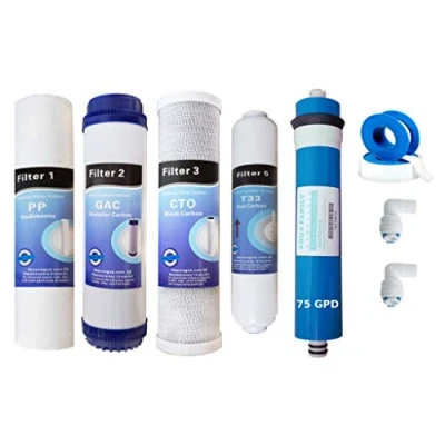 Imagen de Depurtek Kit Ahorro Osmosis Inversa con Membrana 75 GPD + 4 Filtros Compatible Moon Ionfilter Advance Hidrosalud Elimina Sólidos, Cloro, Metales Pesados Depuración