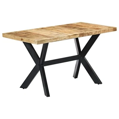Imagen de vidaXL Mango Mesa Comedor Industrial Diseño Moderno Rústico Madera Maciza en Bruto Mueble Salón Cocina Interior Exterior Rectangular Color Natural