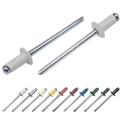 Imagen de Marcopol Paquete de 100 remaches ciegos pintados 3,2 x 8 mm, cabeza cúpula, DIN 7337, remache aluminio y mandril acero, pop (100, gris blanco RAL 9002)