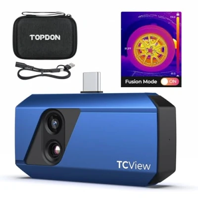 Imagen de TOPDON TC001 Plus cámara Térmica Profesional Android, 256x192 Alta Resolución, Termográfica Infrarroja con visual, 20℃ a 550℃, doble lente para teléfonos inteligentes, tabletas, PC