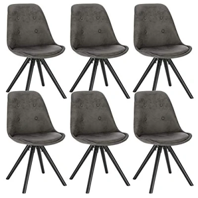 Imagen de WOLTU 6X Sillas de Comedor Nórdica Asiento Tela Estilo Vintage Pata Madera Maciza con Respaldo Diseño Moderno Antracita BH268an 6