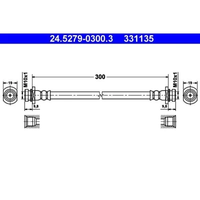 Imagen de ATE 24.5279 0300.3 Latiguillos de Freno 300 M10x1 SUZUKI: SWIFT 3