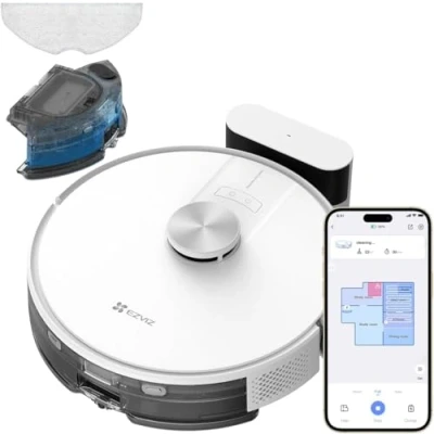 Imagen de EZVIZ Robot Aspirador y Friegasuelos Autocargable, Succión 4000Pa, Navegación LDS LiDAR &amp; Detectores Infrarrojos de Obstáculo, Control App/Alexa/Google,Ideal para Mascotas,Alfombras Suelos Duros,RE4