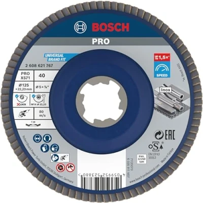 Imagen de Bosch Professional 1x Disco de Láminas X571 Best for Metal X LOCK (para metal, Ø 125 mm, P 40, version en ángulo, accesorios amoladora)