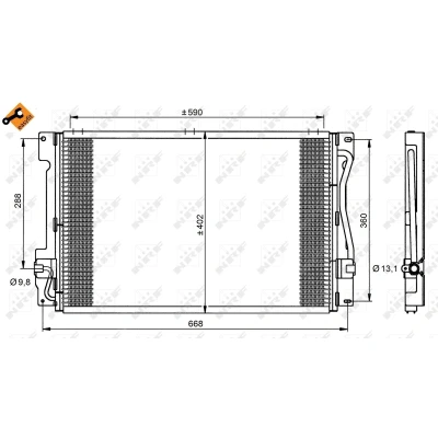 Imagen de NRF EASY FIT 35151 Condensador con junta anular 13,1 9,8 Aluminio 590 VOLVO: XC70 I Cross Country, C70 Coupé