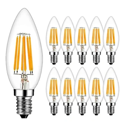 Imagen de RANBOO Bombilla Vela de Filamento LED E14 6W equivalente a 60W 600LM Blanco Cálido 2700K AC220 240V Bombillas Retro Vintage No Regulable 10 Unidades