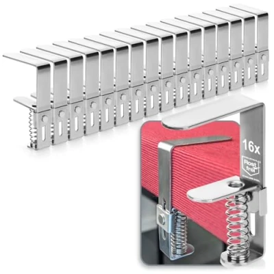 Imagen de com four® 16x Pinzas para manteles de Primera Calidad Fabricadas en Acero Inoxidable Mesa con Resorte mesas un Grosor 2,7 5,5 cm Pinza Mantel a Prueba