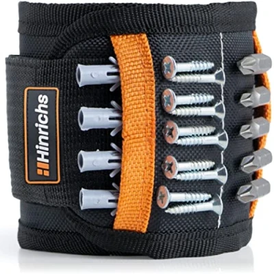 Imagen de Hinrichs Muñequera Imantada incl. Accesorios de Rosca 37 Piezas Pulsera Magnetica Herramientas 40 x 9 cm 2 Zonas Magnéticas Integradas Regalos Originales para Hombre