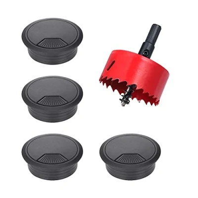 Imagen de Cubierta de Agujero Mesa 60mm,4 Piezas Pasacables Escritorio,Tapa Cables Redondo con Corona 60 mm,para Gestión Usb Alambre