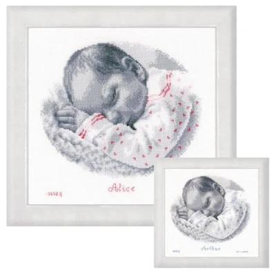 Imagen de VERVACO Schlafendes Baby Kit de Punto Cruz, Cotton, Colores Variados, ca. 25 x 24 cm / 10&quot; 9,6&quot;