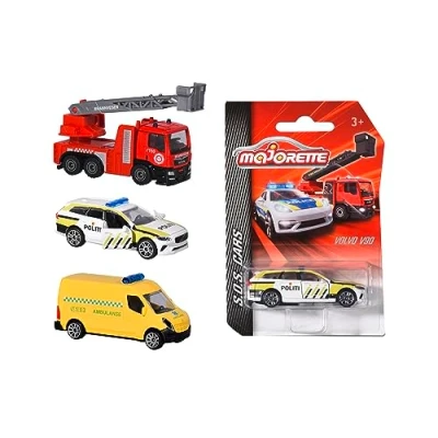 Imagen de Majorette 212057182007 Vehículos de rescate noruegos noruegos, disponibles como camión bomberos, coche policía Volvo V90 o ambulancia, 7,5 cm, ab 3 (varios)