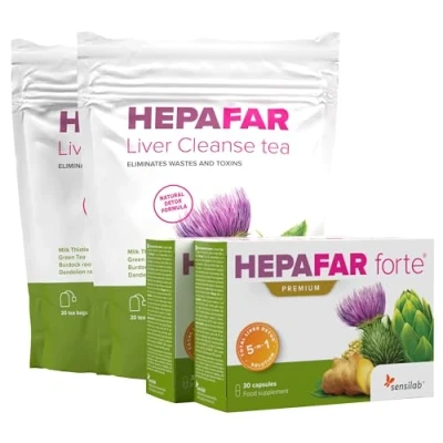 Imagen de Detox Paquete Hepafar Cardo Mariano, Zinc, Vitamina E, Alcachofa, Te Verde, Jengibre, Selenio y Diente de Leon Higado Mariano Capsulas 60 Cápsulas 40 Sobres