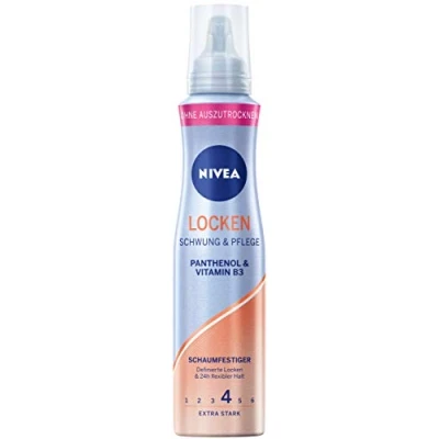 Imagen de espuma para rizos Nivea y cuidado extra fuerte (150 ml), con pantenol vitamina B3, el cabello vivos 24 h de sujeción