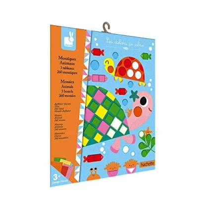 Imagen de Janod Estuche Mosaicos de Espuma Animales Les Ateliers Du Calme Kit Infantil Manualidades Creativas Desarrolla la Motricidad Fina y Concentración A partir 3 Años, J07899