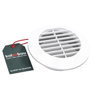 Imagen de KOTARBAU® rejilla de ventilación, 100 mm, redonda, brida, color blanco, protección contra insectos, ventilación plástico