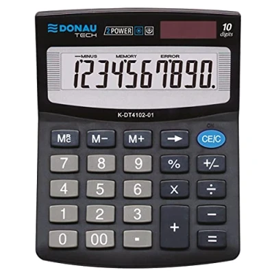 Imagen de DONAU TECH/K DT4102 01 Calculadora (10 dígitos, función raíz, 125 x 100 27 mm), Color Negro