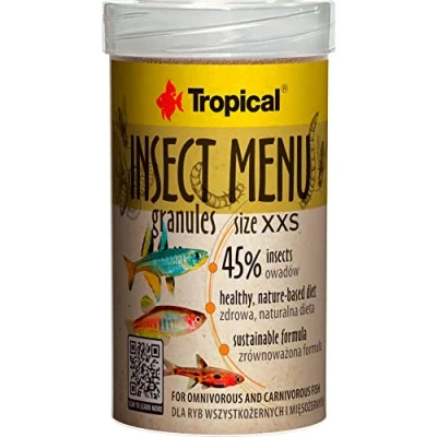Imagen de Insect Menu GRANULES Size XXS 100ml / 64g alimento para Peces multicomponente en Forma de pequeños granulado a Base 3 Insectos